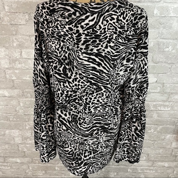 Michael Kors Animal Print Vneck Blouse - Picture 3 of 5